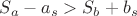 $S_a - a_s > S_b + b_s$