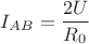 $$I_{AB}=\frac{2U}{R_0}$$ $$I_{AB}=\frac{2U}{R_0}$$