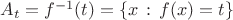 $A_t = f^{-1}(t)= \{x\, :\,f(x)=t\}$