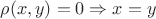$\rho(x,y)=0\Rightarrow x=y$