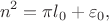 $$n^2 = \pi l_0 + \varepsilon_0,$$