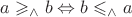 $a\geqslant_\wedge b \Leftrightarrow b\leqslant_\wedge a$