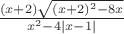 $\frac {(x+2)\sqrt{(x+2)^2-8x}}{ x^2-4|x-1|} $