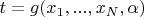 $t=g(x_1,...,x_N,\alpha)$