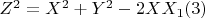 $Z^2 =X^2 +Y^2 -2XX_1\engo (3)$