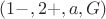 $(1-, 2+, a, G)$