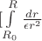 $[\int\limits_{R_0}^{R}\frac {dr} {\epsilon r^2}$