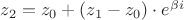$z_2=z_0+(z_1-z_0)\cdot e^{\beta i}$