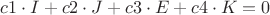 $c1\cdot I+c2\cdot J+c3\cdot E+c4\cdot K=0$