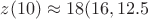 $z(10) \approx 18 (16, 12.5$