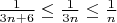 $
\frac{1}{3n+6} \le \frac{1}{3n} \le \frac{1}{n} 
$