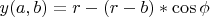 $y(a,b)=r-(r-b)*\cos \phi$