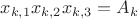 $x_{k,1}x_{k,2}x_{k,3}=A_{k}$ $x_{k,1}x_{k,2}x_{k,3}=A_{k}$