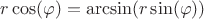 $$r \cos(\varphi) = \arcsin(r \sin(\varphi))$$