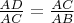 $\frac{AD}{AC}=\frac{AC}{AB}$
