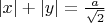 $\lvert x\rvert+\lvert y\rvert=\frac a{\sqrt{2}}$