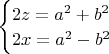 $\begin{cases}
2z=a^2+b^2
\\2x=a^2-b^2
\end{cases}$