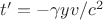 $t' = -\gamma y v / c^2$