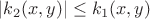 $|k_2(x,y)|\le k_1(x,y)$