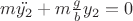 $m \ddot{y_2}+m \frac{g}{b}y_2=0 $