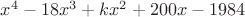 $x^4-18x^3+kx^2+200x-1984$
