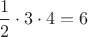 $\dfrac12\cdot3\cdot4=6$