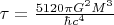 $\tau=\frac{5120\pi G^2M^3}{\hbar c^4}$
