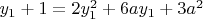 $y_1+1=2y_1^2+6ay_1+3a^2$