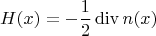 $$H(x)=-\frac{1}{2}\operatorname{div}n(x)$$
