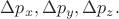 $\Delta p_x, \Delta p_y, \Delta p_z.$