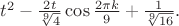 $t^2-\frac{2t}{\sqrt[9]{4}}\cos\frac{2\pi k}9+\frac 1{\sqrt[9]{16}}.$