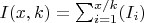 $I(x,k)=\sum_{i=1}^{x/k}(I_i)$