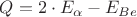 $Q= 2\cdot E_{\alpha} - E_{Be} $
