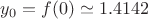 $y_0=f(0)\simeq 1.4142$