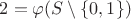 $2=\varphi(S\setminus\{0,1\})$