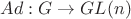 $Ad: G\rightarrow GL(n)$