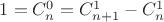 $1=C_n^0=C_{n+1}^1-C_n^1$