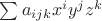 $\sum a_{ijk}x^i y^j z^k$