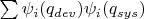 $\sum \psi_{i}(q_{dev})\psi_{i}(q_{sys})$