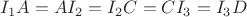 $I_1A=AI_2=I_2C=CI_3=I_3D$