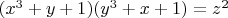 $(x^3+y+1)(y^3+x+1)=z^2$