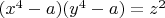 $(x^4-a)(y^4-a)=z^2$
