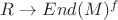 $R \to End(M)^{f}$