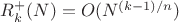 $R_k^{+}(N)=O(N^{(k-1)/n})$