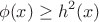 $$
\phi(x)\geq h^2(x)
$$ $$
\phi(x)\geq h^2(x)
$$