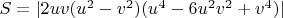 $S=|2uv(u^2-v^2)(u^4-6u^2v^2+v^4)|$