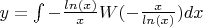 $y=\int-\frac{ln(x)}{x}W(-\frac{x}{ln(x)})dx$