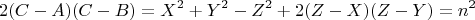 $$2(C-A)(C-B)= X^2+Y^2-Z^2+ 2(Z-X)(Z-Y)=n^2$$