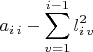 $a_{i\,i}-{\displaystyle \sum_{v=1}^{i-1}l_{i\,v}^{2}}$