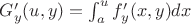 $G'_y(u,y)=\int_a^u f'_y(x,y)dx$